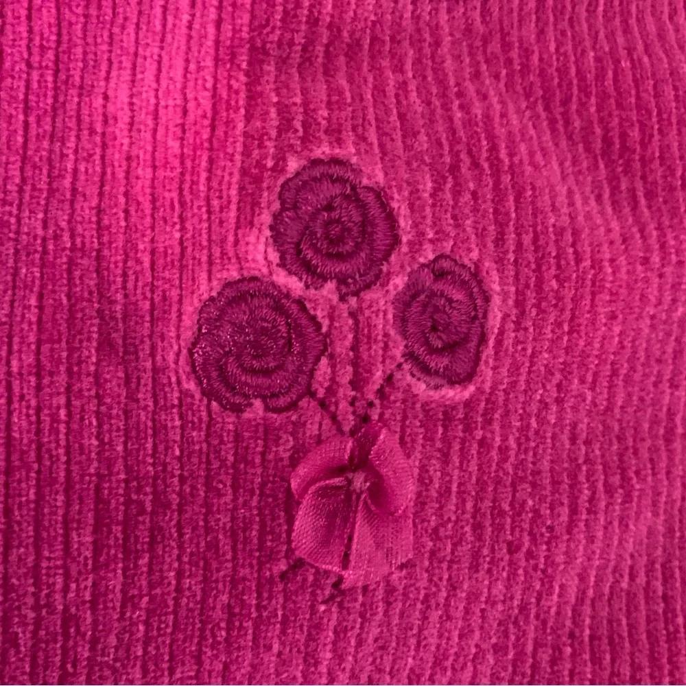 Vintage Children's Place Velour Set Girls 24M Pink Top Pants Ribbed Ruffle Y2K